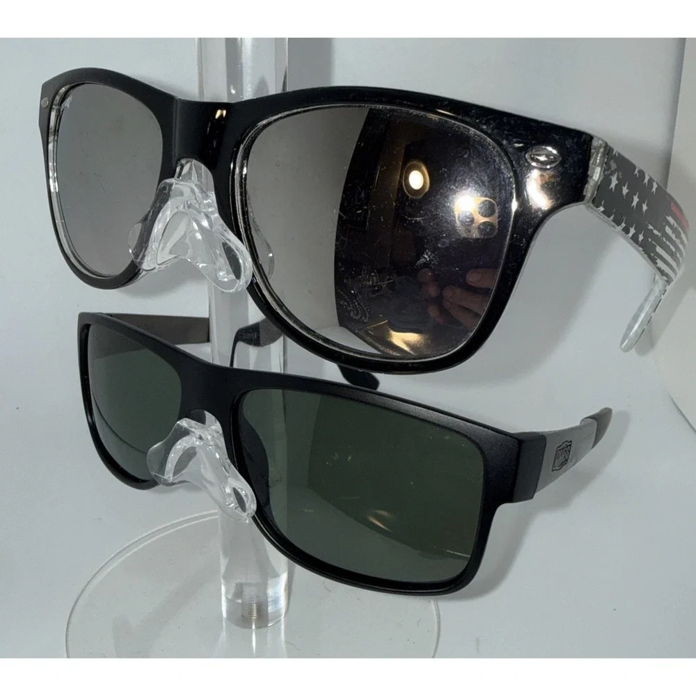 Lot of 2 Pairs PUGS Authentic Sunglasses Black Frames Mirror & Black Lens-Invest